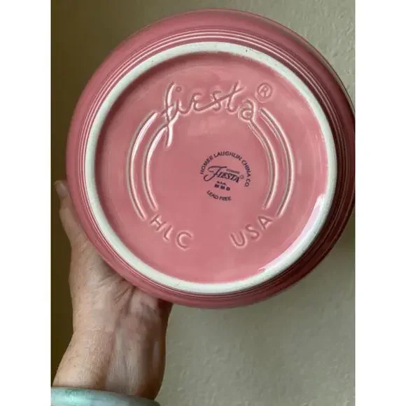 Fiesta HLC USA Set of 2 Serving Bowls Salad Bowls Rose Flamingo Pink 7.62" 8.62" - Picture 3 of 9